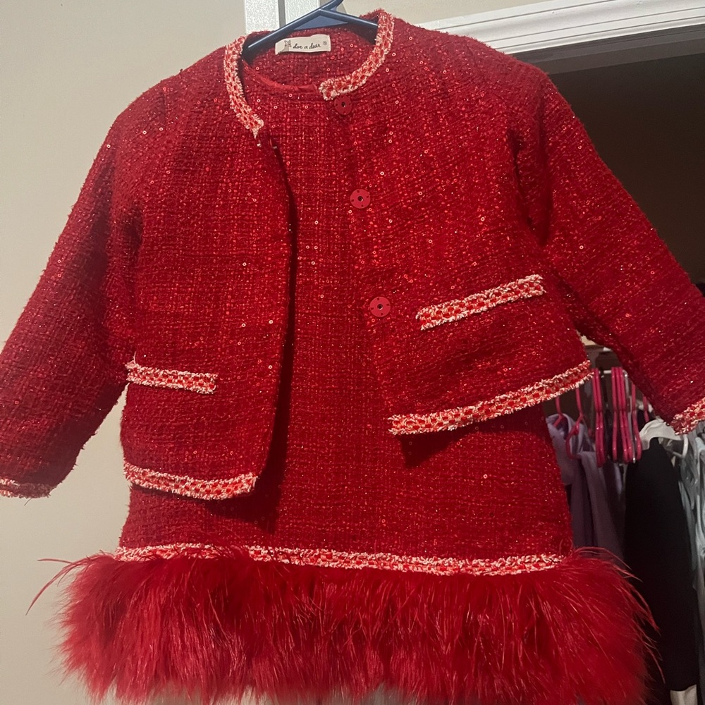 Beautiful boutique red dress with matching coat